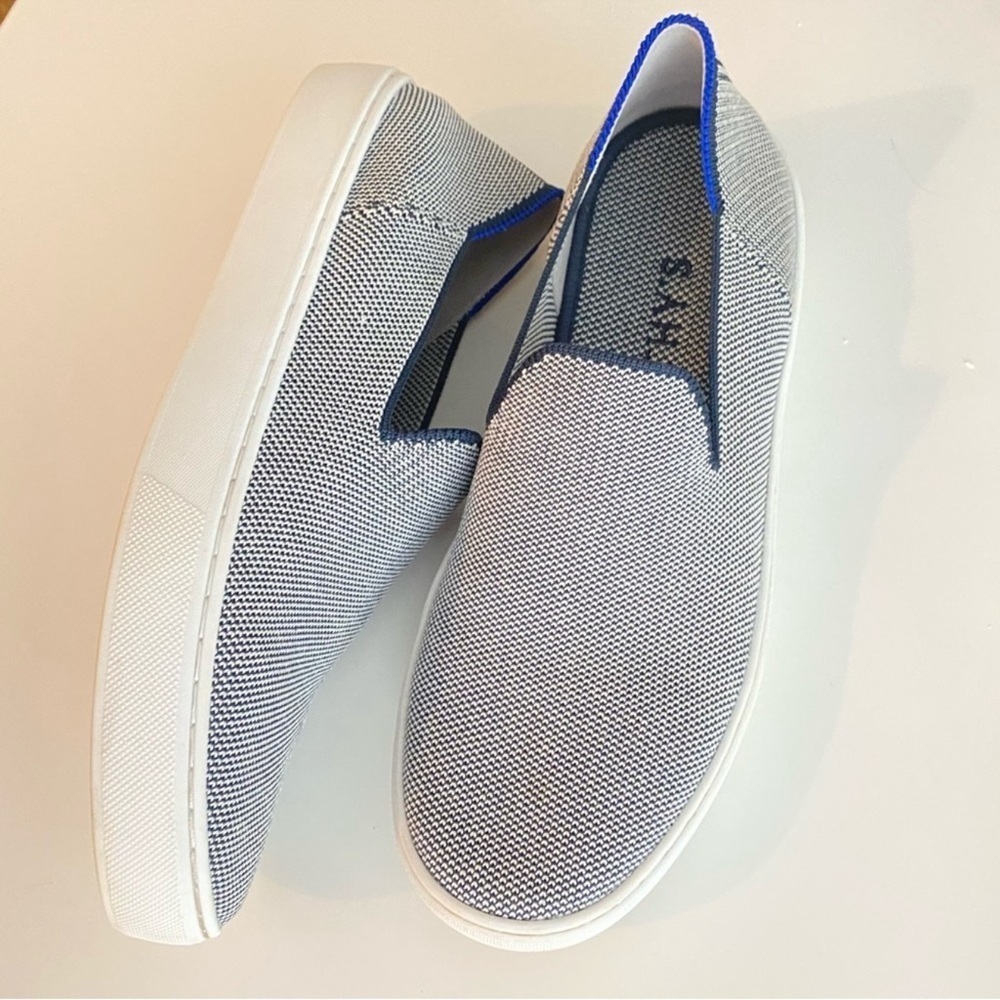 Rothy's Anchor Knit Blue and White Women's Slip-On Loafers